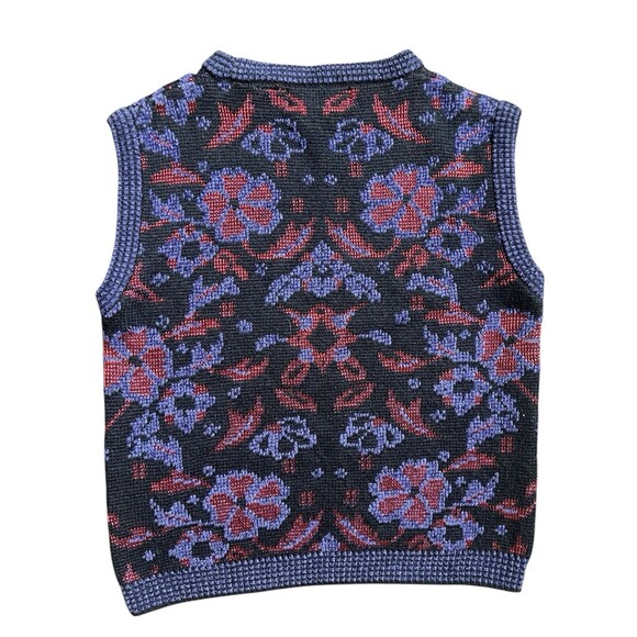 Vtg Evan Picone Vest Floral Purple and Red Grandma Core Sz L - Picture 7 of 7